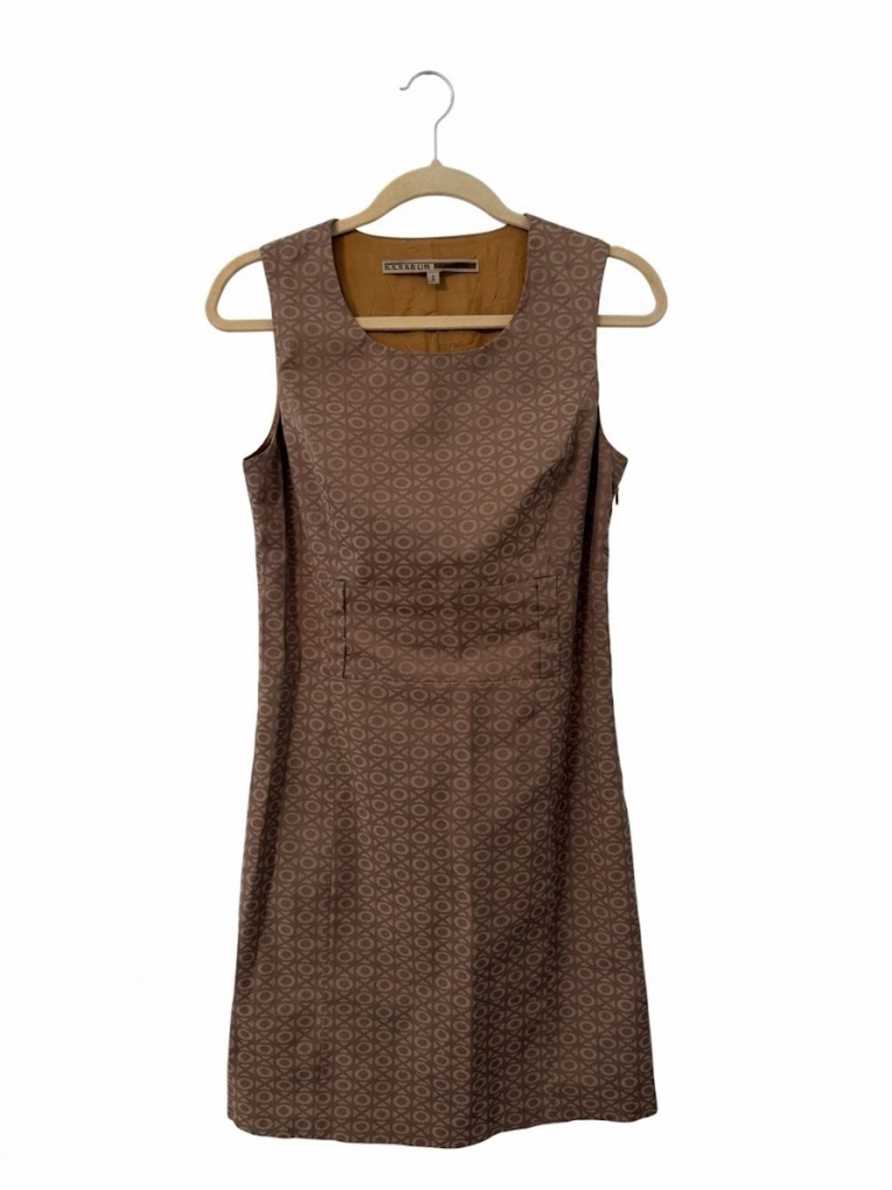 Sasseur Brown Patterned Sleeveless Shift Dress - Size 8